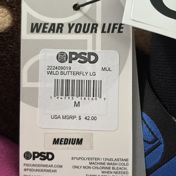 PSD womens Leopard Print Leggings with Blue Butterflies - Picture 5 of 5